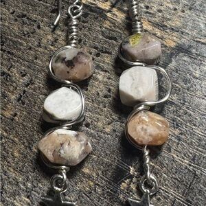 Genuine Pink Opal Dangle Earrings